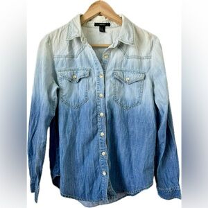 Forever 21 Ombré Blue Denim Shirt